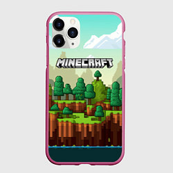 Чехол iPhone 11 Pro матовый Minecraft logo квадратный мир