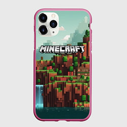 Чехол iPhone 11 Pro матовый Minecraft logo квадратный мир