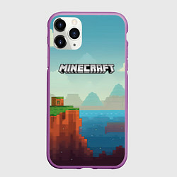 Чехол iPhone 11 Pro матовый Minecraft logo квадратный мир