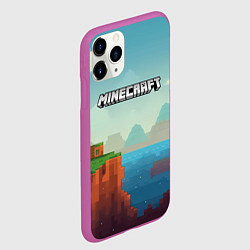 Чехол iPhone 11 Pro матовый Minecraft logo квадратный мир, цвет: 3D-фиолетовый — фото 2