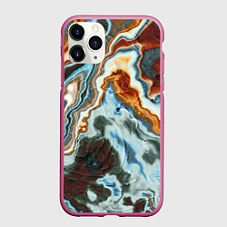 Чехол iPhone 11 Pro матовый Мраморная текстура, цвет: 3D-малиновый