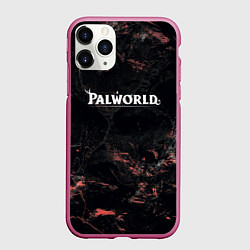 Чехол iPhone 11 Pro матовый Palworld dark logo, цвет: 3D-малиновый