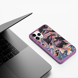Чехол iPhone 11 Pro матовый Мраморный узор разноцветный, цвет: 3D-фиолетовый — фото 2