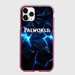 Чехол iPhone 11 Pro матовый Palworld logo blue ice, цвет: 3D-малиновый