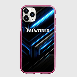 Чехол iPhone 11 Pro матовый Palworld logo black blue neon abstract