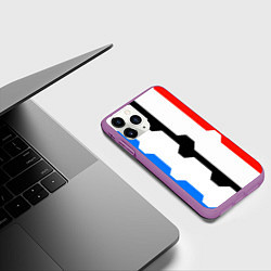 Чехол iPhone 11 Pro матовый Техно линии синий и красный, цвет: 3D-фиолетовый — фото 2