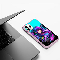 Чехол iPhone 11 Pro матовый Киберпанк Аниме девушка, цвет: 3D-розовый — фото 2