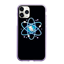 Чехол iPhone 11 Pro матовый Котик в атоме, цвет: 3D-светло-сиреневый