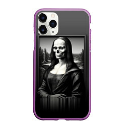 Чехол iPhone 11 Pro матовый Мона Лиза Black skull, цвет: 3D-фиолетовый