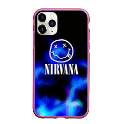 Чехол iPhone 11 Pro матовый Nirvana flame ghost steel, цвет: 3D-малиновый