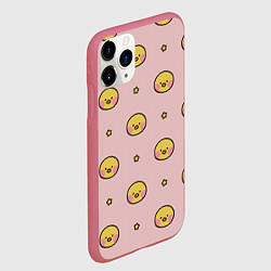 Чехол iPhone 11 Pro матовый Цыплята parttern, цвет: 3D-малиновый — фото 2