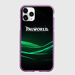 Чехол iPhone 11 Pro матовый Palworld логотип черный зеленый фон