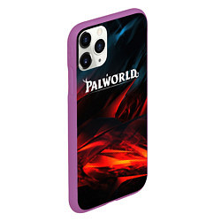 Чехол iPhone 11 Pro матовый Palworld логотип абстракт на темном фоне, цвет: 3D-фиолетовый — фото 2