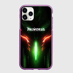 Чехол iPhone 11 Pro матовый Palworld зеленый неоновый свет