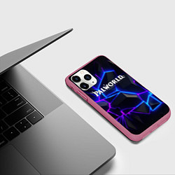 Чехол iPhone 11 Pro матовый Palworld логотип на ярких неоновых плитах, цвет: 3D-малиновый — фото 2