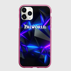 Чехол iPhone 11 Pro матовый Palworld логотип на ярких неоновых плитах, цвет: 3D-малиновый