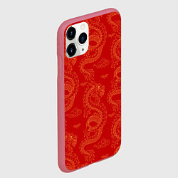 Чехол iPhone 11 Pro матовый Красный - дракон, цвет: 3D-малиновый — фото 2