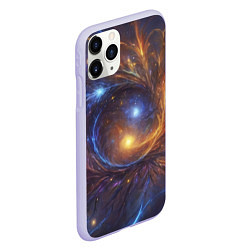 Чехол iPhone 11 Pro матовый Открытая манипура чакра - космическая, цвет: 3D-светло-сиреневый — фото 2