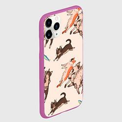 Чехол iPhone 11 Pro матовый Коты и рыба, цвет: 3D-фиолетовый — фото 2