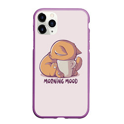 Чехол iPhone 11 Pro матовый Morning mood - cat, цвет: 3D-фиолетовый