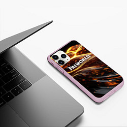 Чехол iPhone 11 Pro матовый Palworld логотип золотистый и черный фон, цвет: 3D-розовый — фото 2