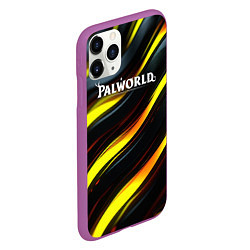 Чехол iPhone 11 Pro матовый Palworld логотип золотые и черные волны, цвет: 3D-фиолетовый — фото 2