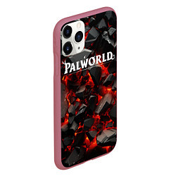 Чехол iPhone 11 Pro матовый Palworld логотип взрыв объемных камней, цвет: 3D-малиновый — фото 2