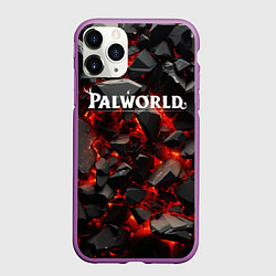 Чехол iPhone 11 Pro матовый Palworld логотип взрыв объемных камней, цвет: 3D-фиолетовый