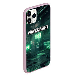 Чехол iPhone 11 Pro матовый Minecraft logo в стиле киберпанк, цвет: 3D-розовый — фото 2