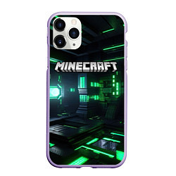 Чехол iPhone 11 Pro матовый Minecraft logo зеленый мир, цвет: 3D-светло-сиреневый