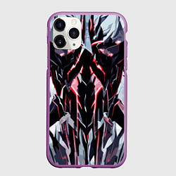 Чехол iPhone 11 Pro матовый Чёрно-красная агрессивная абстракция на белом фоне