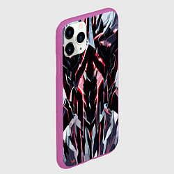 Чехол iPhone 11 Pro матовый Чёрно-красная агрессивная абстракция на белом фоне, цвет: 3D-фиолетовый — фото 2