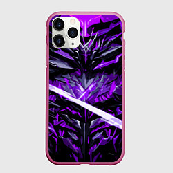 Чехол iPhone 11 Pro матовый Фиолетовый камень на чёрном фоне