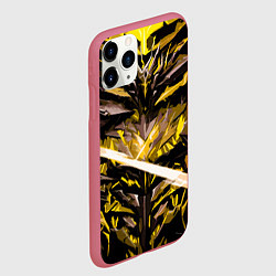 Чехол iPhone 11 Pro матовый Жёлтый камень на чёрном фоне, цвет: 3D-малиновый — фото 2