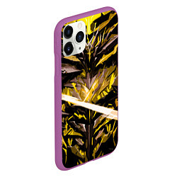 Чехол iPhone 11 Pro матовый Жёлтый камень на чёрном фоне, цвет: 3D-фиолетовый — фото 2