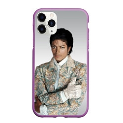 Чехол iPhone 11 Pro матовый Майкл Джексон в серебряном костюме, цвет: 3D-фиолетовый
