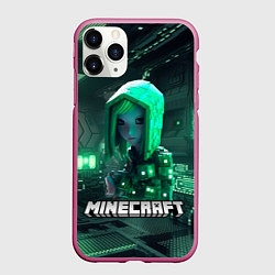 Чехол iPhone 11 Pro матовый Minecraft девушка хакер