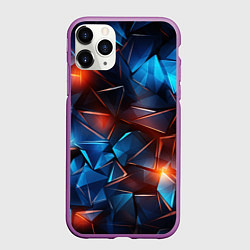 Чехол iPhone 11 Pro матовый Синие и красные осколки стекла, цвет: 3D-фиолетовый