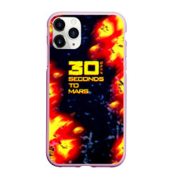Чехол iPhone 11 Pro матовый Thirty Seconds to Mars огненное лого