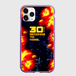 Чехол iPhone 11 Pro матовый Thirty Seconds to Mars огненное лого, цвет: 3D-фиолетовый