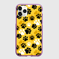 Чехол iPhone 11 Pro матовый Собачьи следы, цвет: 3D-фиолетовый