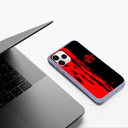 Чехол iPhone 11 Pro матовый Анархия красные краски лого, цвет: 3D-светло-сиреневый — фото 2