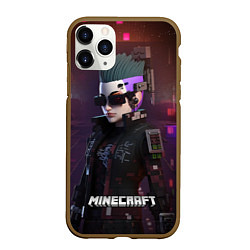 Чехол iPhone 11 Pro матовый Minecraft matrix woman, цвет: 3D-коричневый