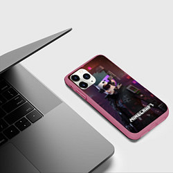 Чехол iPhone 11 Pro матовый Minecraft matrix woman, цвет: 3D-малиновый — фото 2