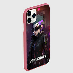 Чехол iPhone 11 Pro матовый Minecraft matrix woman, цвет: 3D-малиновый — фото 2