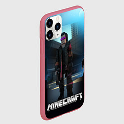 Чехол iPhone 11 Pro матовый Minecraft cyberpunk style, цвет: 3D-малиновый — фото 2