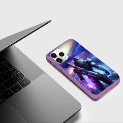 Чехол iPhone 11 Pro матовый Mass Effect - andromeda ai art, цвет: 3D-фиолетовый — фото 2