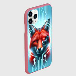 Чехол iPhone 11 Pro матовый Лиса кибер робот терминатор, цвет: 3D-малиновый — фото 2