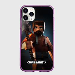Чехол iPhone 11 Pro матовый Minecraft персонаж с бородой ночью