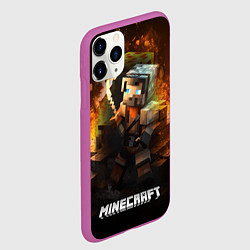 Чехол iPhone 11 Pro матовый Minecraft персонаж искры от огня, цвет: 3D-фиолетовый — фото 2